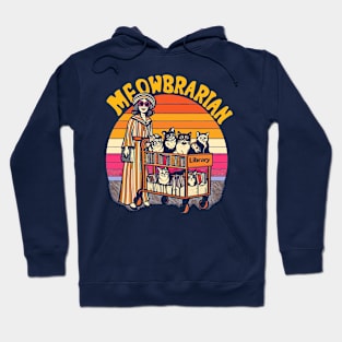 Meowbrarian Vintage 70s Style Cat Library Hoodie